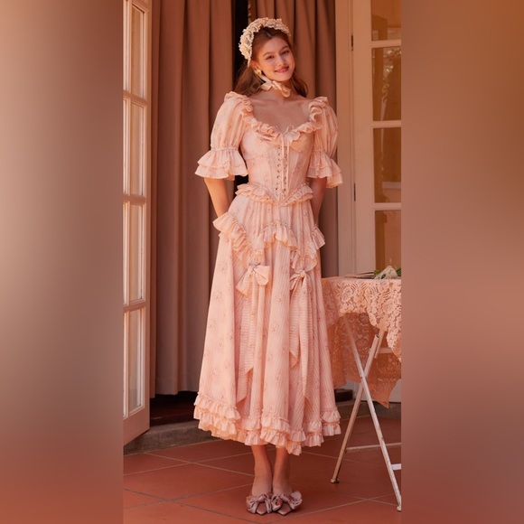 Lacemade Peach Peri Girl Corset Dress - XS - Picture 7 of 7